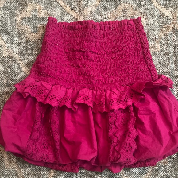 LOVESHACKFANCY magenta mini skirt - Picture 2 of 3